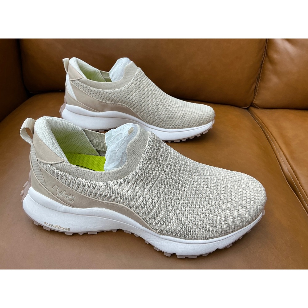 Ryka Jumpstart Sneakers Womens 8.5M Taupe New Washable Stretch Knit Slip-On